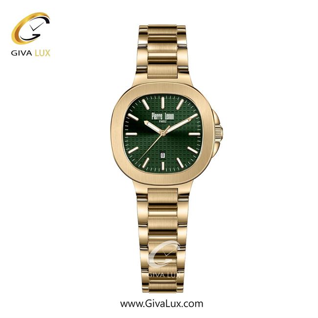 ساعت مچی اورجینال زنانه پییر لنون طلایی | طلایی| سبز یشمی تیره| کد رفرنس PL-0163-15