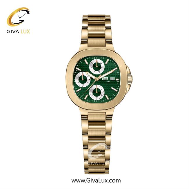 ساعت مچی اورجینال زنانه پییر لنون سه موتوره فول تایم طلایی | طلایی| سبز یشمی تیره| کد رفرنس PL-0173-17