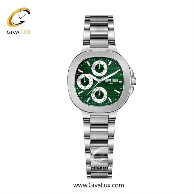 ساعت مچی اورجینال زنانه پییر لنون سه موتوره فول تایم نقره ای | نقره ای| سبز یشمی تیره| کد رفرنس PL-0173-18