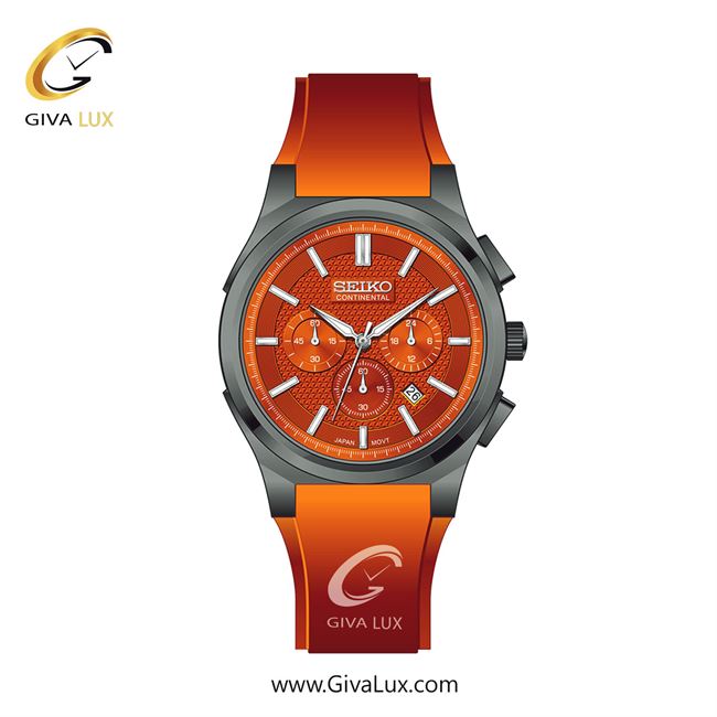 ساعت مچی اورجینال مردانه سیکو (کانتیننتال) | Seiko (Continental)  سه موتوره کرنوگراف تیتانیوم | نارنجی| نارنجی| کد رفرنس 0403