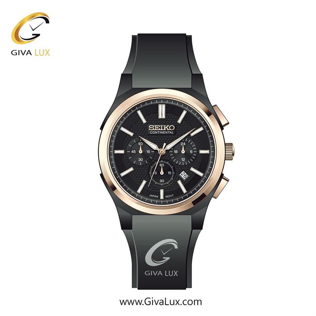 ساعت مچی اورجینال مردانه سیکو (کانتیننتال) | Seiko (Continental)  سه موتوره کرنوگراف مشکی-رزگلد | مشکی| مشکی| کد رفرنس 0403