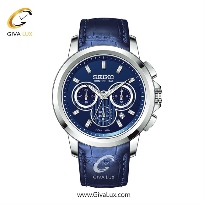 ساعت مچی اورجینال مردانه سیکو (کانتیننتال) | Seiko (Continental)  سه موتوره کرنوگراف نقره ای | سرمه ای| سرمه ای| کد رفرنس 0404