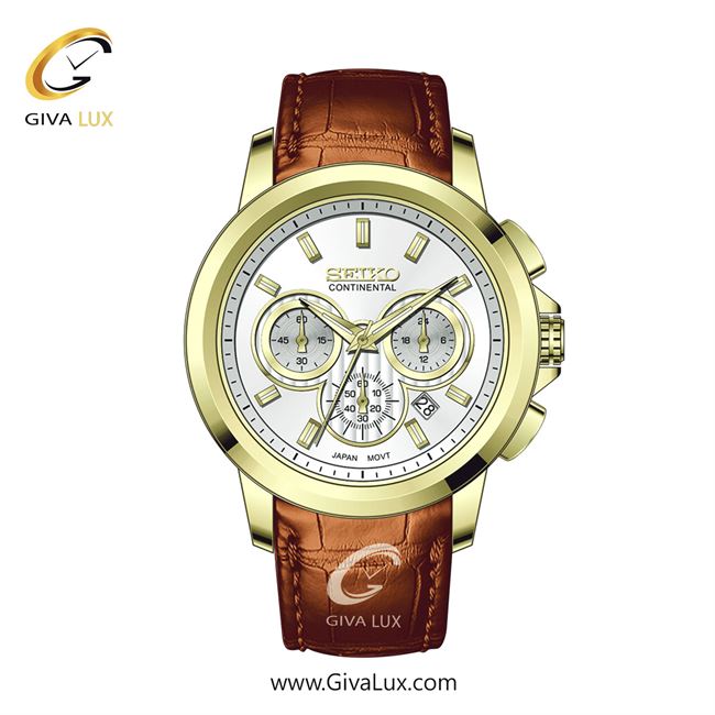 ساعت مچی اورجینال مردانه سیکو (کانتیننتال) | Seiko (Continental)  سه موتوره کرنوگراف طلایی | قهوه ای| نقره ای| کد رفرنس 0404