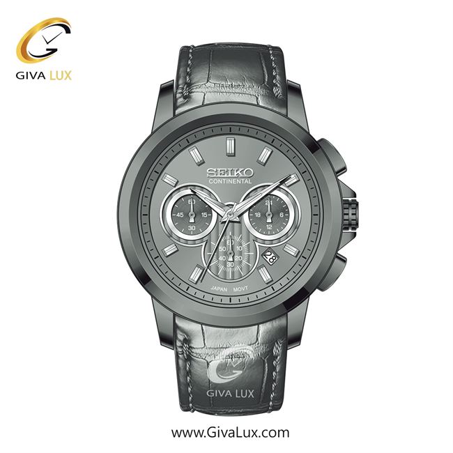 ساعت مچی اورجینال مردانه سیکو (کانتیننتال) | Seiko (Continental)  سه موتوره کرنوگراف تیتانیوم | طوسی| طوسی| کد رفرنس 0404