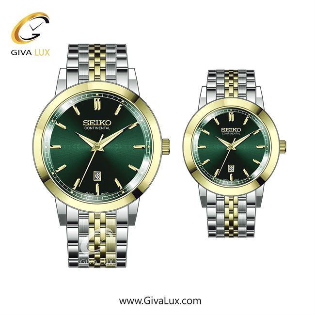 ساعت مچی اورجینال ست سیکو (کانتیننتال) | Seiko (Continental)  نقره ای-طلایی | طلایی-نقره ای| سبز یشمی تیره| کد رفرنس 0405