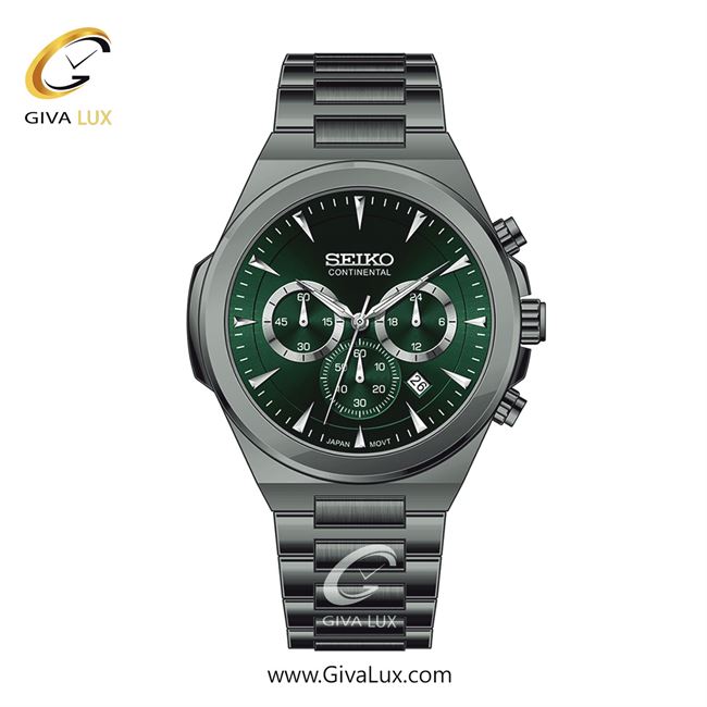 ساعت مچی اورجینال مردانه سیکو (کانتیننتال) | Seiko (Continental)  سه موتوره کرنوگراف تیتانیوم | تیتانیوم(زغالی)| سبز یشمی تیره| کد رفرنس 0410