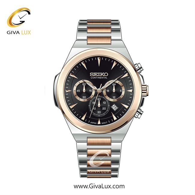 ساعت مچی اورجینال مردانه سیکو (کانتیننتال) | Seiko (Continental)  سه موتوره کرنوگراف رزگلد-نقره ای | نقره ای-رزگلد| مشکی| کد رفرنس 0410