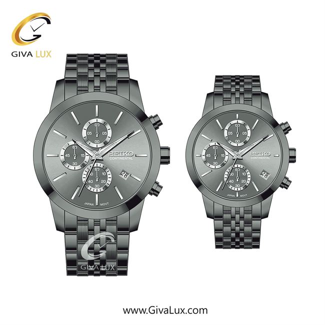 ساعت مچی اورجینال ست سیکو (کانتیننتال) | Seiko (Continental)  سه موتوره کرنوگراف تیتانیوم | تیتانیوم(زغالی)| دودی|تیتانیوم| کد رفرنس 0412