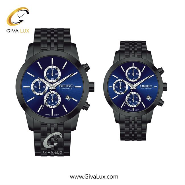 ساعت مچی اورجینال ست سیکو (کانتیننتال) | Seiko (Continental)  سه موتوره کرنوگراف مشکی | مشکی| سرمه ای| کد رفرنس 0412