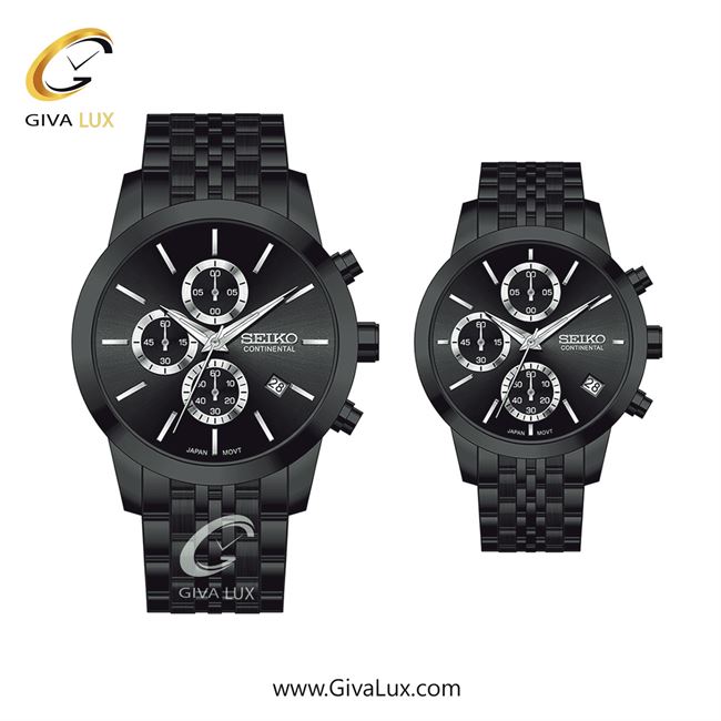 ساعت مچی اورجینال ست سیکو (کانتیننتال) | Seiko (Continental)  سه موتوره کرنوگراف مشکی | مشکی| مشکی| کد رفرنس 0412