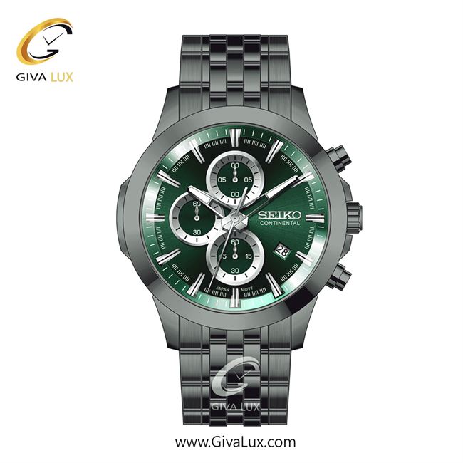 ساعت مچی اورجینال مردانه سیکو (کانتیننتال) | Seiko (Continental)  سه موتوره کرنوگراف تیتانیوم | تیتانیوم(زغالی)| سبز یشمی تیره| کد رفرنس 0414