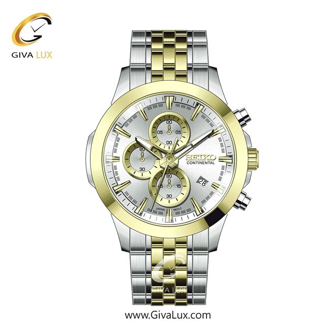 ساعت مچی اورجینال مردانه سیکو (کانتیننتال) | Seiko (Continental)  سه موتوره کرنوگراف طلایی-نقره ای | نقره ای-طلایی| نقره ای| کد رفرنس 0414