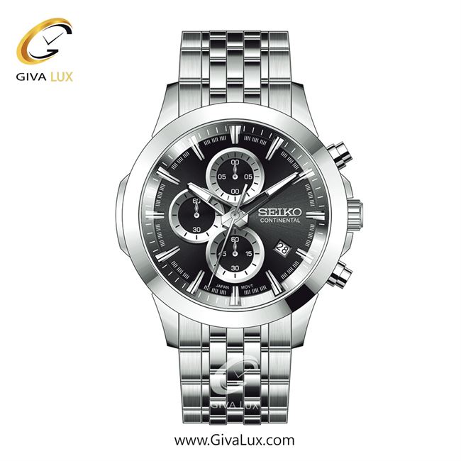 ساعت مچی اورجینال مردانه سیکو (کانتیننتال) | Seiko (Continental)  سه موتوره کرنوگراف نقره ای | نقره ای| مشکی| کد رفرنس 0414