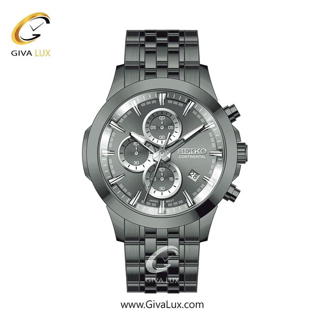 ساعت مچی اورجینال مردانه سیکو (کانتیننتال) | Seiko (Continental)  سه موتوره کرنوگراف تیتانیوم | تیتانیوم(زغالی)| دودی|تیتانیوم| کد رفرنس 0414