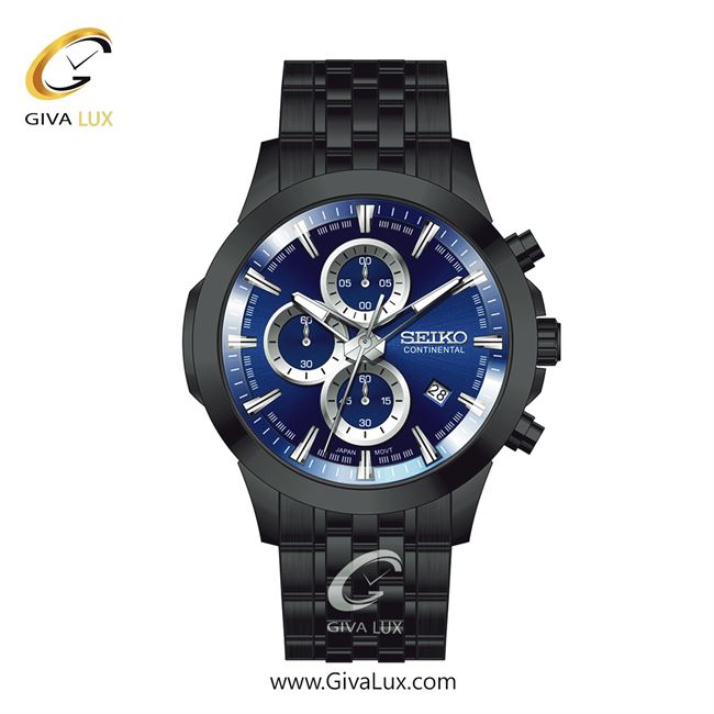 ساعت مچی اورجینال مردانه سیکو (کانتیننتال) | Seiko (Continental)  سه موتوره کرنوگراف مشکی | مشکی| سرمه ای| کد رفرنس 0414