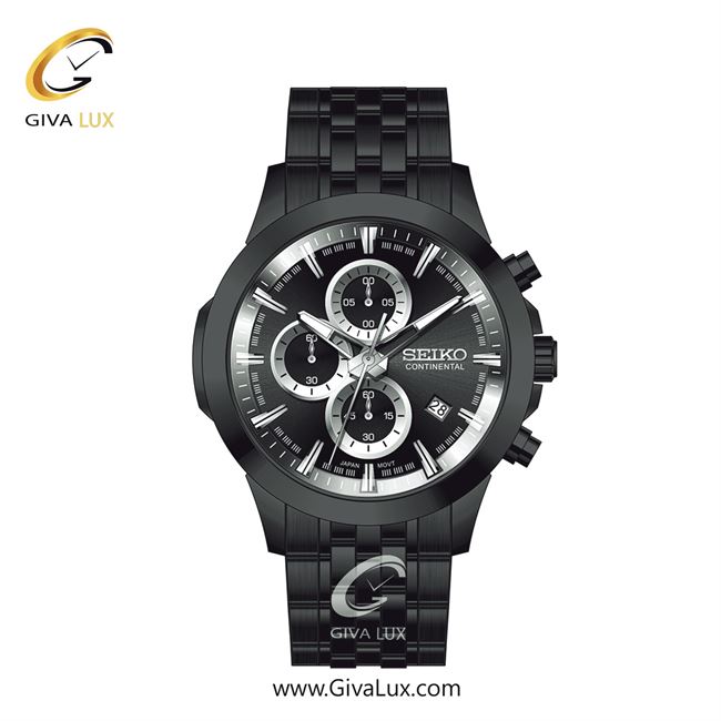ساعت مچی اورجینال مردانه سیکو (کانتیننتال) | Seiko (Continental)  سه موتوره کرنوگراف مشکی | مشکی| مشکی| کد رفرنس 0414