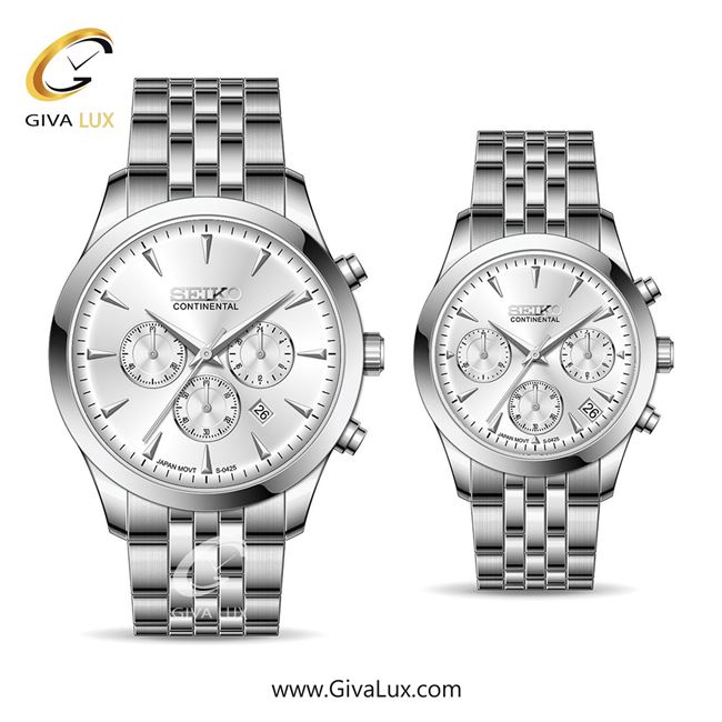 ساعت مچی اورجینال ست سیکو (کانتیننتال) | Seiko (Continental)  سه موتوره کرنوگراف نقره ای | نقره ای| نقره ای| کد رفرنس 0425