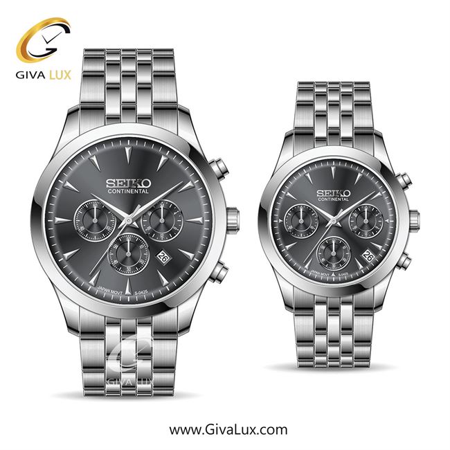 ساعت مچی اورجینال ست سیکو (کانتیننتال) | Seiko (Continental)  سه موتوره کرنوگراف نقره ای | نقره ای| دودی|تیتانیوم| کد رفرنس 0425