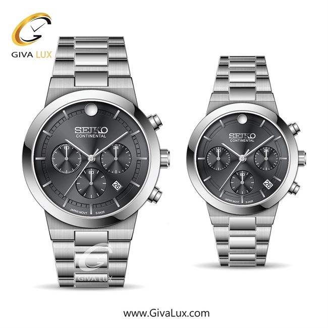 ساعت مچی اورجینال ست سیکو (کانتیننتال) | Seiko (Continental)  سه موتوره کرنوگراف نقره ای | نقره ای| دودی|تیتانیوم| کد رفرنس 0426