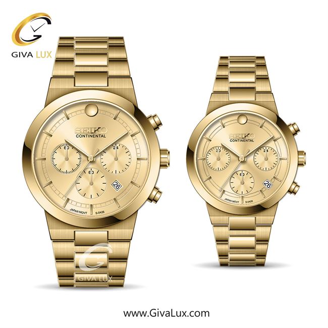 ساعت مچی اورجینال ست سیکو (کانتیننتال) | Seiko (Continental)  سه موتوره کرنوگراف طلایی | طلایی| طلایی| کد رفرنس 0426