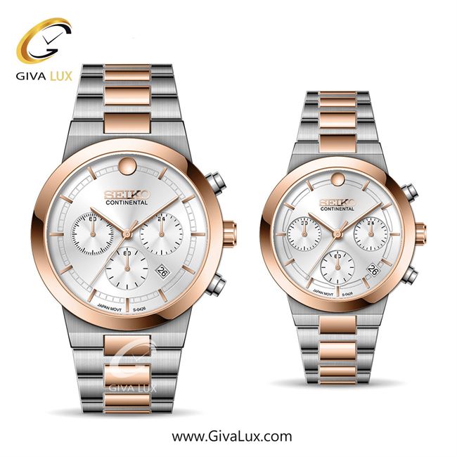 ساعت مچی اورجینال ست سیکو (کانتیننتال) | Seiko (Continental)  سه موتوره کرنوگراف رزگلد | رزگلد-نقره ای| نقره ای| کد رفرنس 0426
