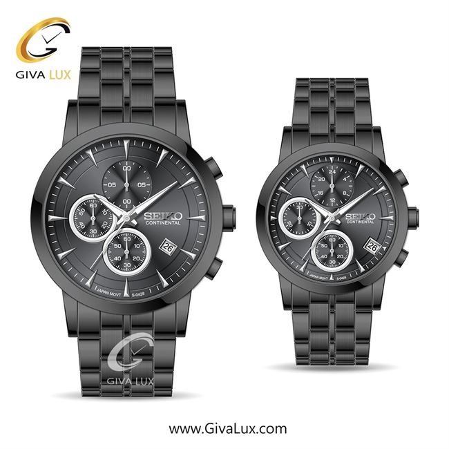 ساعت مچی اورجینال ست سیکو (کانتیننتال) | Seiko (Continental)  سه موتوره کرنوگراف مشکی | مشکی| مشکی| کد رفرنس 0428