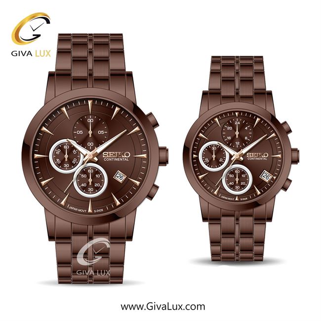 ساعت مچی اورجینال ست سیکو (کانتیننتال) | Seiko (Continental)  سه موتوره کرنوگراف کافی | کافی| کافی| کد رفرنس 0428