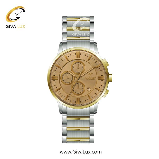 ساعت مچی اورجینال مردانه ویولت VIOLET سه موتوره کرنوگراف نقره ای-طلایی | نقره ای-طلایی| سفید| کد رفرنس 0584/2