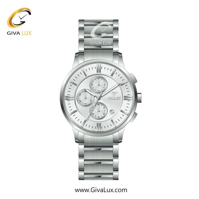 ساعت مچی اورجینال مردانه ویولت VIOLET سه موتوره کرنوگراف نقره ای | نقره ای| نقره ای| کد رفرنس 0584