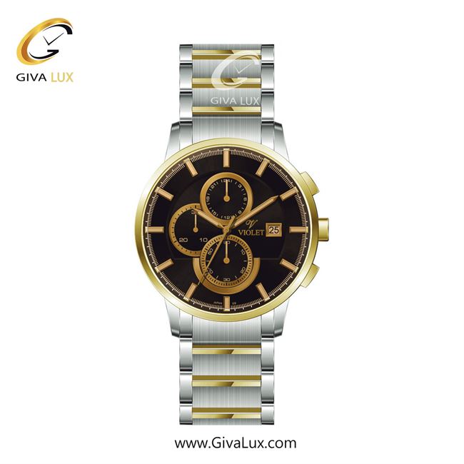 ساعت مچی اورجینال مردانه ویولت VIOLET سه موتوره کرنوگراف نقره ای-طلایی | نقره ای-طلایی| مشکی| کد رفرنس  0585/2