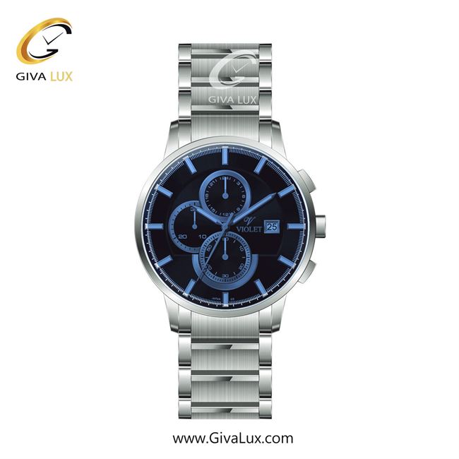 ساعت مچی اورجینال مردانه ویولت VIOLET سه موتوره کرنوگراف نقره ای | نقره ای| مشکی| کد رفرنس 0585