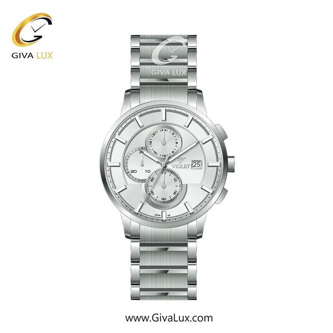 ساعت مچی اورجینال مردانه ویولت VIOLET سه موتوره کرنوگراف نقره ای | نقره ای| مشکی| کد رفرنس 0585