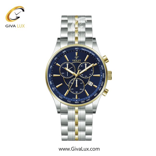 ساعت مچی اورجینال مردانه ویولت VIOLET نقره ای-طلایی | طلایی-نقره ای| آبی| کد رفرنس 0588/2