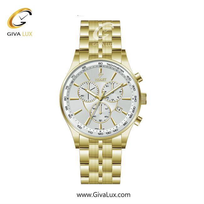 ساعت مچی اورجینال مردانه ویولت VIOLET طلایی | طلایی| سفید| کد رفرنس 0588/2
