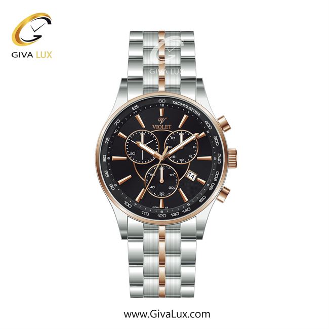 ساعت مچی اورجینال مردانه ویولت VIOLET رزگلد-نقره ای | رزگلد-نقره ای| مشکی| کد رفرنس 0588/2