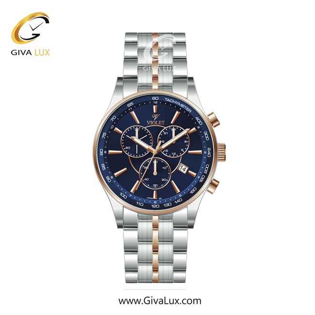 ساعت مچی اورجینال مردانه ویولت VIOLET نقره ای-رزگلد | نقره ای-رزگلد| آبی| کد رفرنس 0588/2