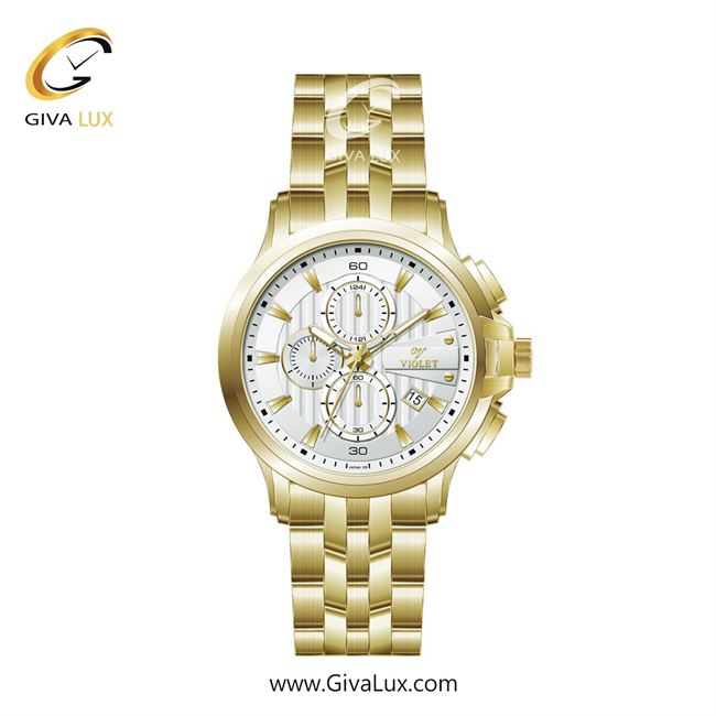 ساعت مچی اورجینال مردانه ویولت VIOLET طلایی | طلایی| سفید| کد رفرنس 0596/2