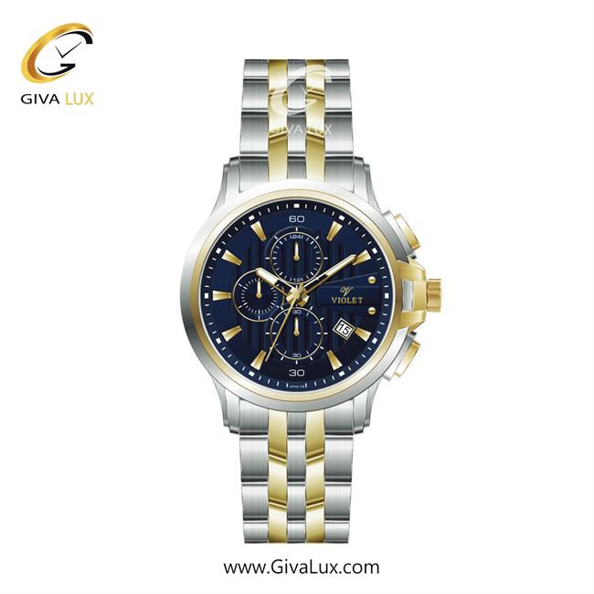 ساعت مچی اورجینال مردانه ویولت VIOLET نقره ای-طلایی | نقره ای-طلایی| آبی| کد رفرنس 0596/2