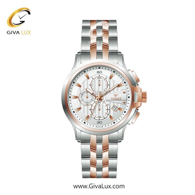ساعت مچی اورجینال مردانه ویولت VIOLET رزگلد-نقره ای | نقره ای-رزگلد| سفید| کد رفرنس 0596/2
