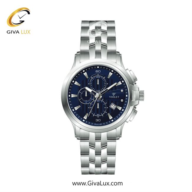 ساعت مچی اورجینال مردانه ویولت VIOLET نقره ای | نقره ای| آبی| کد رفرنس 0596