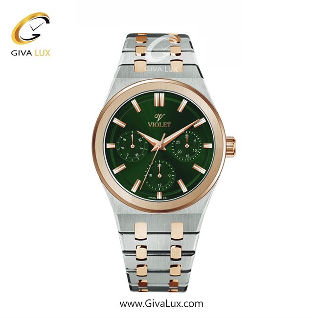 ساعت مچی اورجینال زنانه ویولت VIOLET سه موتوره فول تایم نقره ای-رزگلد | نقره ای-رزگلد| سبز| کد رفرنس 0602/2