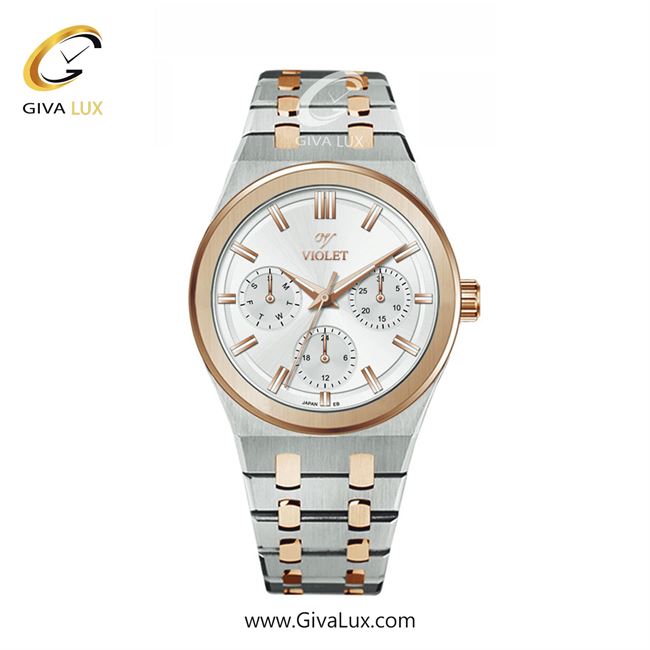 ساعت مچی اورجینال زنانه ویولت VIOLET سه موتوره فول تایم نقره ای-رزگلد | نقره ای-رزگلد| سفید| کد رفرنس 0602/2