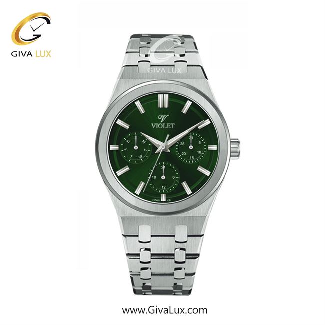 ساعت مچی اورجینال زنانه ویولت VIOLET سه موتوره فول تایم نقره ای | نقره ای| سبز| کد رفرنس 0602