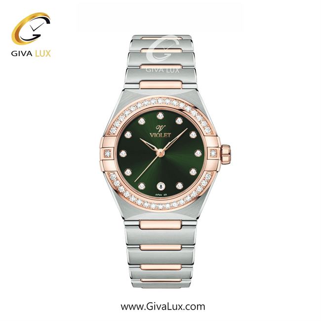 ساعت مچی اورجینال زنانه ویولت VIOLET نقره ای-رزگلد | نقره ای-رزگلد| سبز| کد رفرنس 0605/2