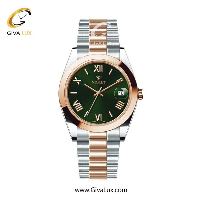ساعت مچی اورجینال مردانه ویولت VIOLET نقره ای-رزگلد | رزگلد-نقره ای| سبز| کد رفرنس 0606/2