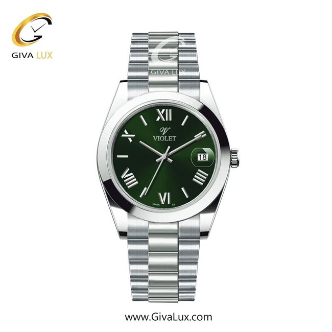 ساعت مچی اورجینال مردانه ویولت VIOLET نقره ای | نقره ای| سبز| کد رفرنس 0606