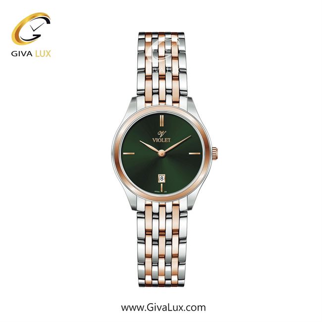 ساعت مچی اورجینال زنانه ویولت VIOLET نقره ای-رزگلد | نقره ای-رزگلد| سبز| کد رفرنس 0608/2