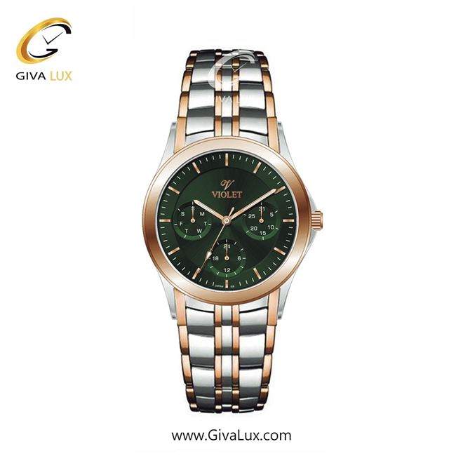 ساعت مچی اورجینال زنانه ویولت VIOLET سه موتوره فول تایم نقره ای-رزگلد | رزگلد-نقره ای| سبز| کد رفرنس 0611/2