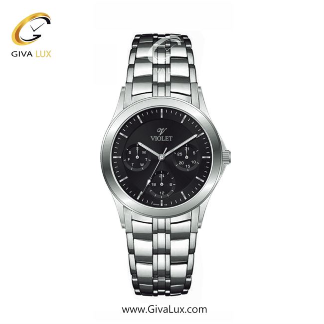 ساعت مچی اورجینال زنانه ویولت VIOLET سه موتوره فول تایم نقره ای | نقره ای| مشکی| کد رفرنس 0611