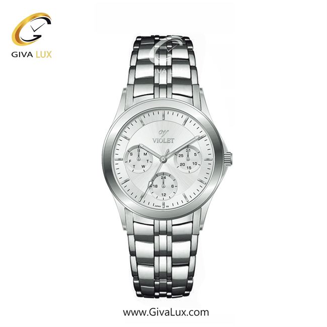 ساعت مچی اورجینال زنانه ویولت VIOLET سه موتوره فول تایم نقره ای | نقره ای| سفید| کد رفرنس 0611